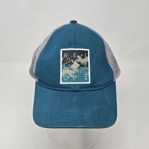 REI CO-OP TEAL GREEN & GREY COTTON MESH SNAPBACK BASEBALL HAT CAP UNISEX OS MEN